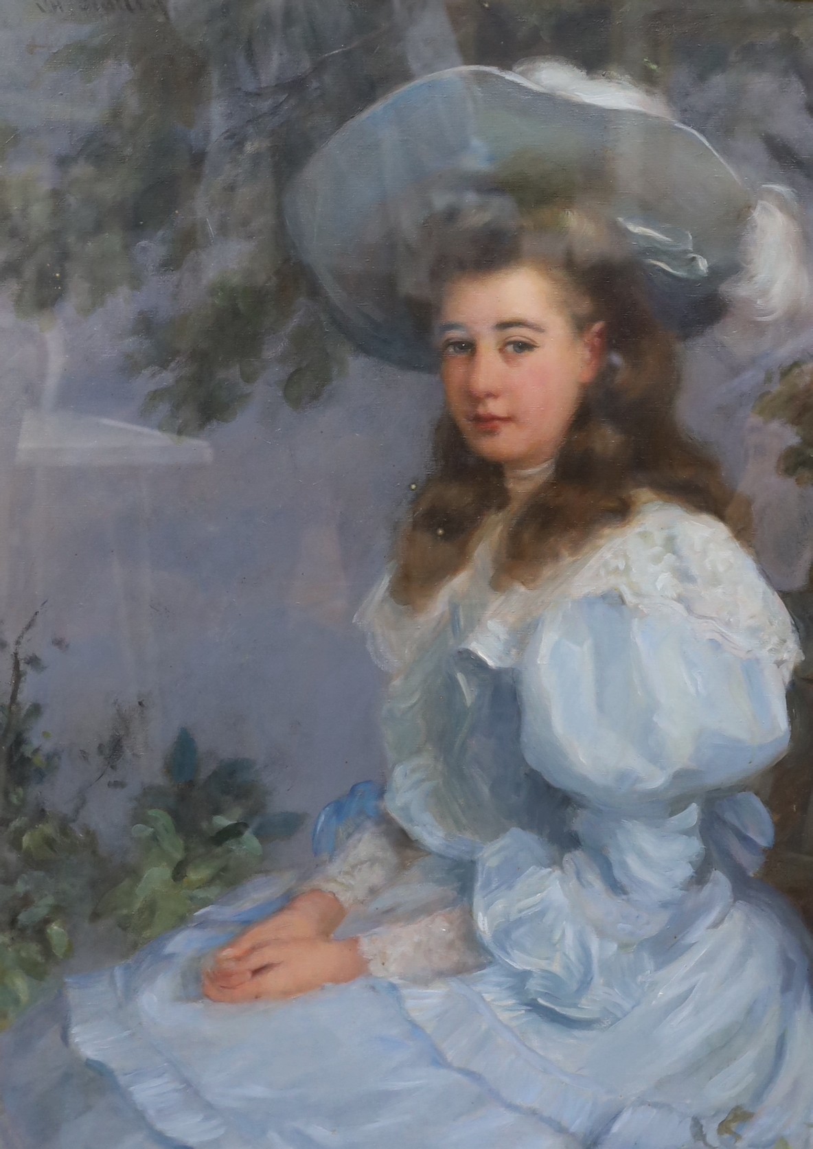 J.H. Bealley, oil on canvas, Portrait of Margherita Jonas at 16, daughter of Sir Joseph Jonas, signed, 110 x 84cm